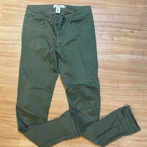 Army green skinny leg pants